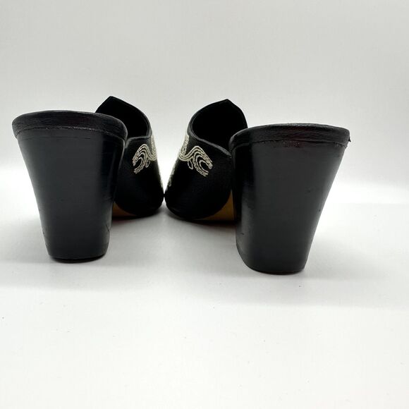 Jessica Bennett leather Mule 8 Embroidered Black Bootie Festival Cosplay - Picture 4 of 8